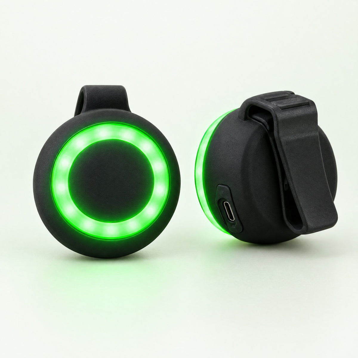 Luz LED de seguridad para perro VirelPet con aro de luz verde y clip