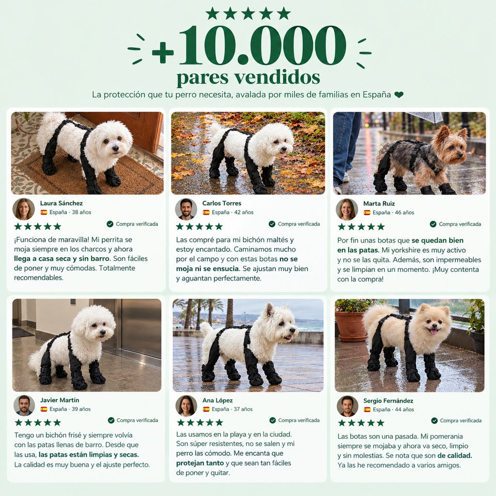 Reseñas de clientes de las botas VirelPet: más de 10.000 pares vendidos